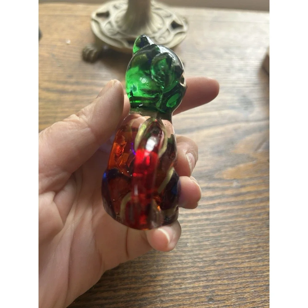 🐈⬛ C C Zecchin Multicolor Glass Cat Figurine Made in Murano Italy Color Block